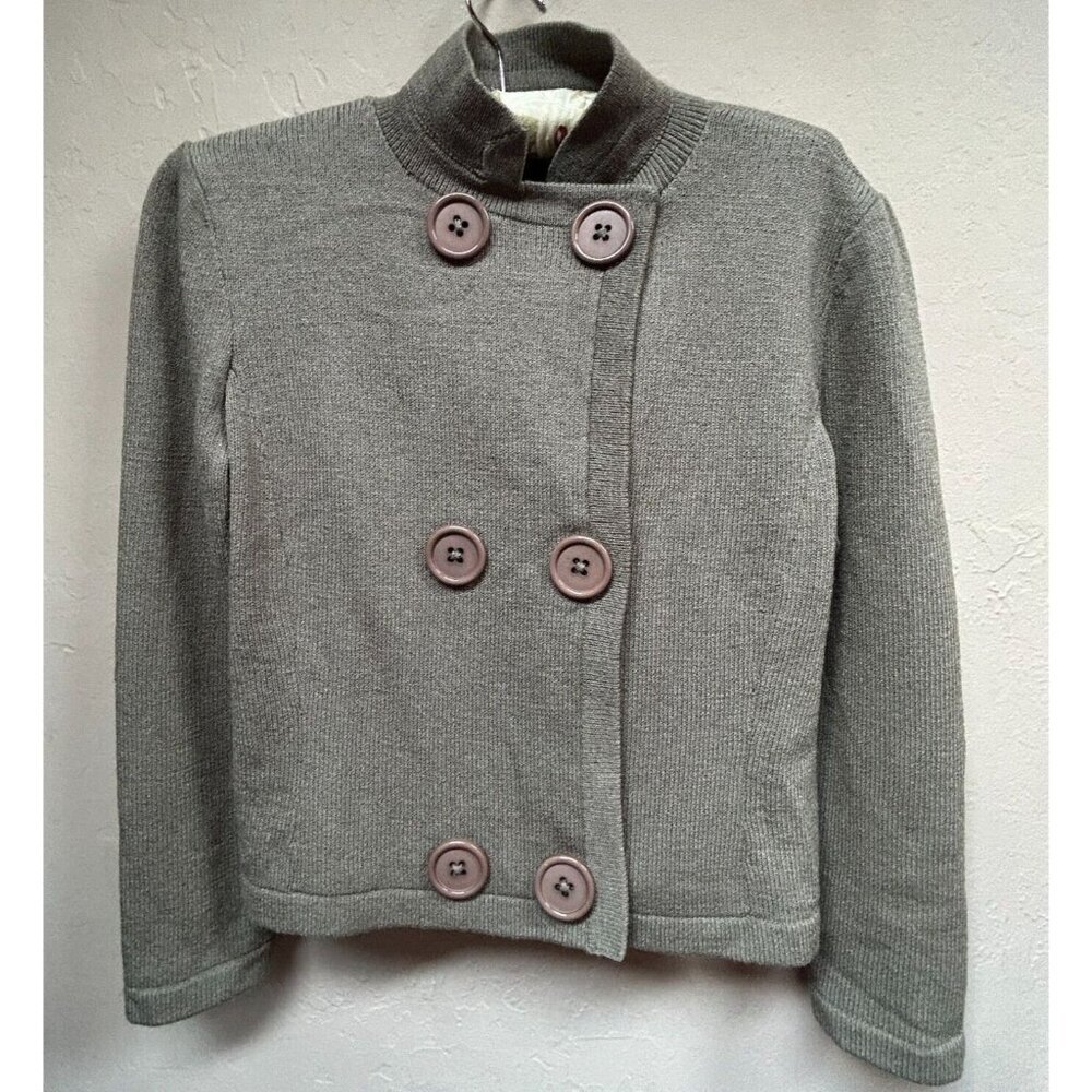 Vintage Don Sayres for Wellmore Double Breasted Knit Cardigan Sweater Sz 8 Brown